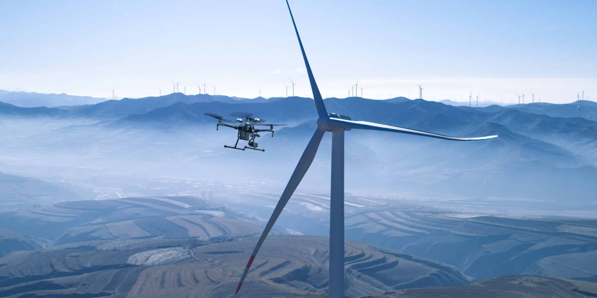 Aerial Drone Inspection Wind Turbine